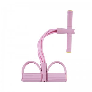 ยืดหยุ่นนั่งดึงเชือกแบบฝึกหัดช่องท้อง, 4 หลอดยืดหยุ่นนั่งดึงเชือกพร้อมเหยียบเท้าออกกำลัง